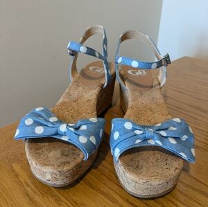 Gianni Bini Sky Blue Polka Dot Wedges